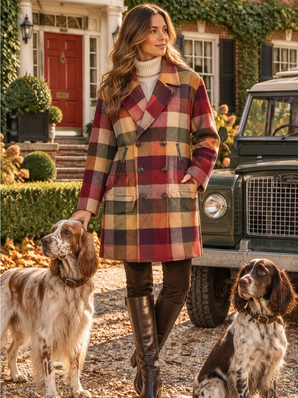 VINTAGE LIZWEAR Quiet Luxury Fall Colors Buffalo Plaid Check Wool Blend Coat, 8